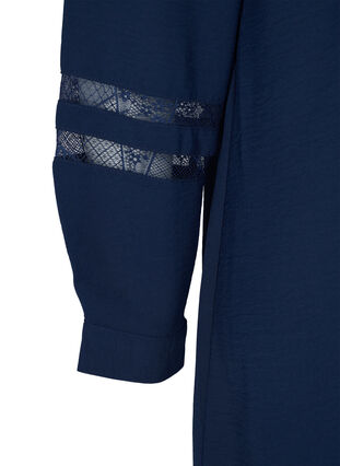Långskjorta med spetsdetaljer, Navy Blazer, Packshot image number 3