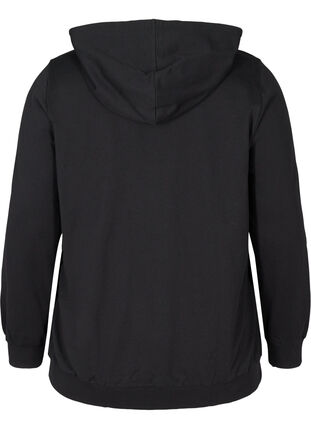 Sweatshirt i bomull med luva, Black, Packshot image number 1