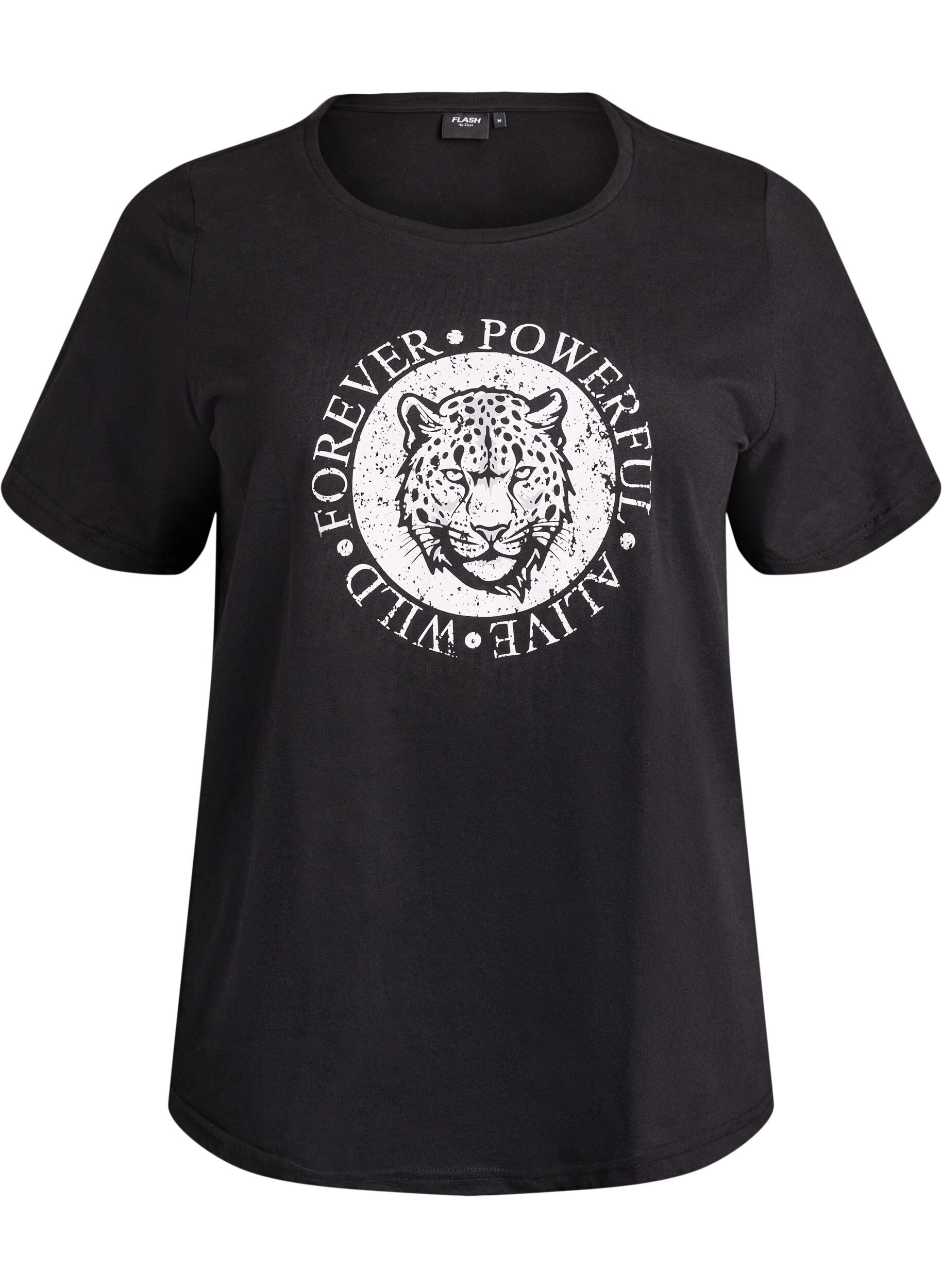 Zizzi T-shirt med tryck, Svart, Packshot image number 0