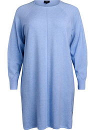 Stickad klänning med rund halsringning och stickat mönster, Della R. Blue Mel.