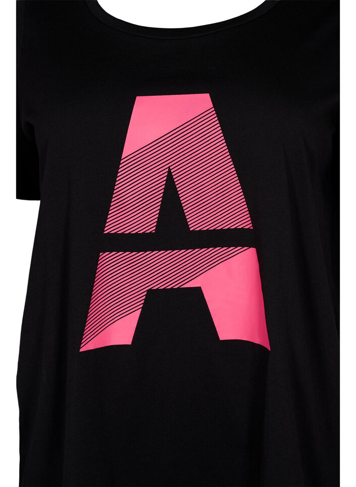 Sport t-shirt med tryck, Black w. Pink A, Packshot image number 2