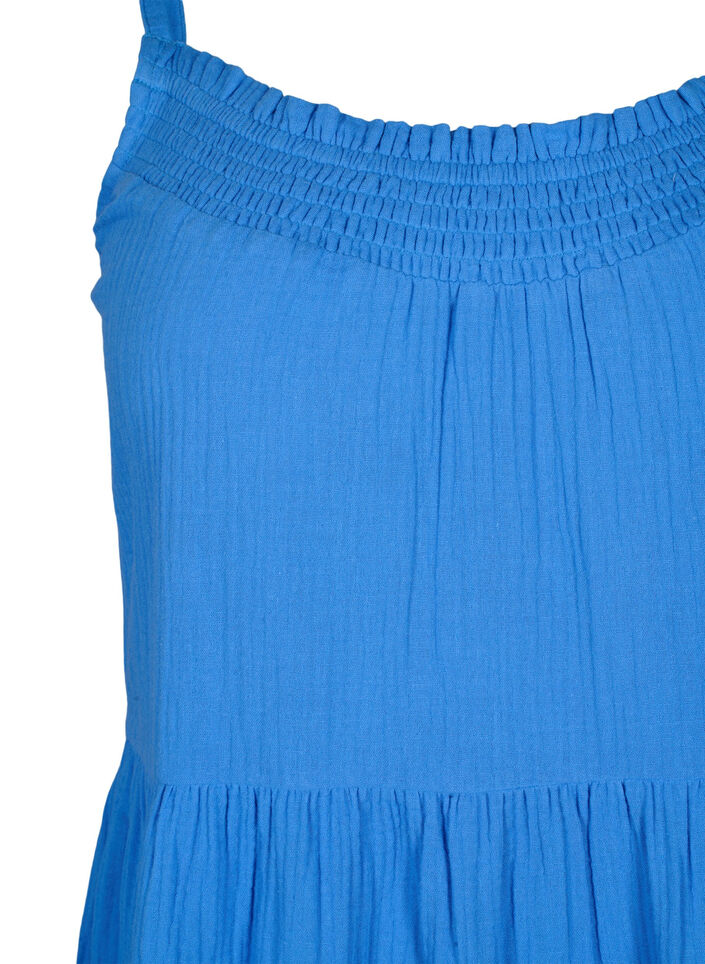 Enkel axelbandsklänning i bomull, Marina, Packshot image number 2