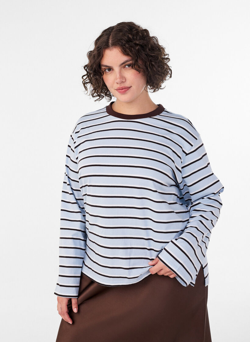 Bas-t-shirt med l&aring;nga &auml;rmar, Bl&aring;, Model image number 0