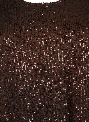 Kort långärmad paljettklänning, Chicory Coffee, Packshot image number 2