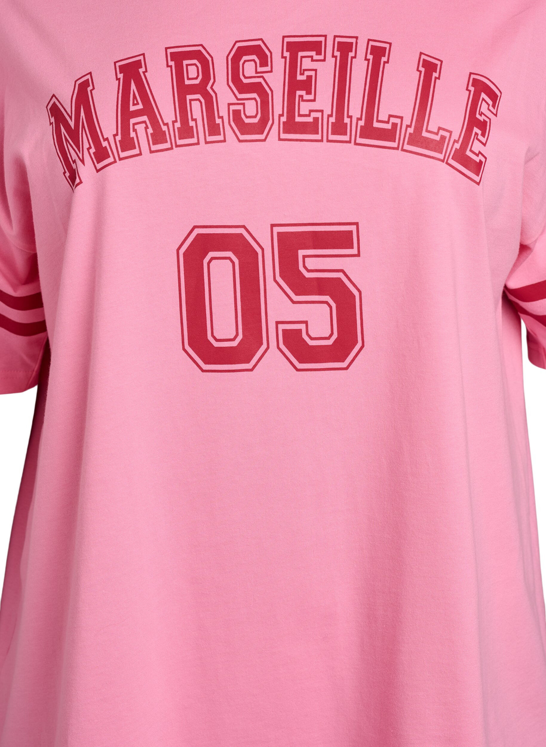 Zizzi Sportig oversized college-t-shirt, Rosa, Packshot image number 2
