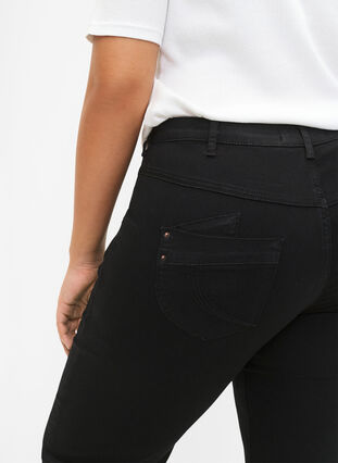 Regular fit Gemma jeans med hög midja, Black, Model image number 4