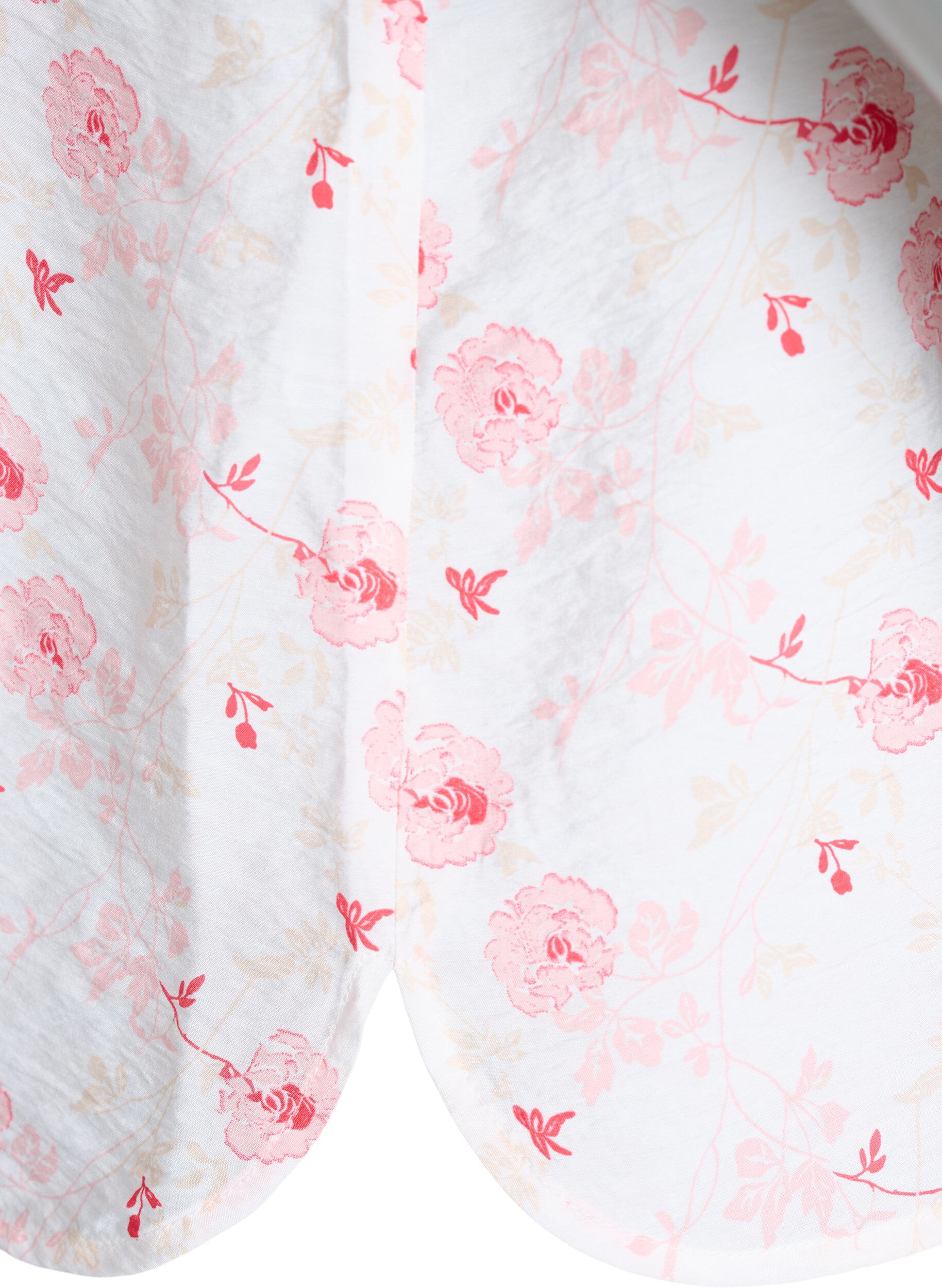Zizzi Skjortblus med korta &auml;rmar och blomm&ouml;nster, Rosa, Packshot image number 3
