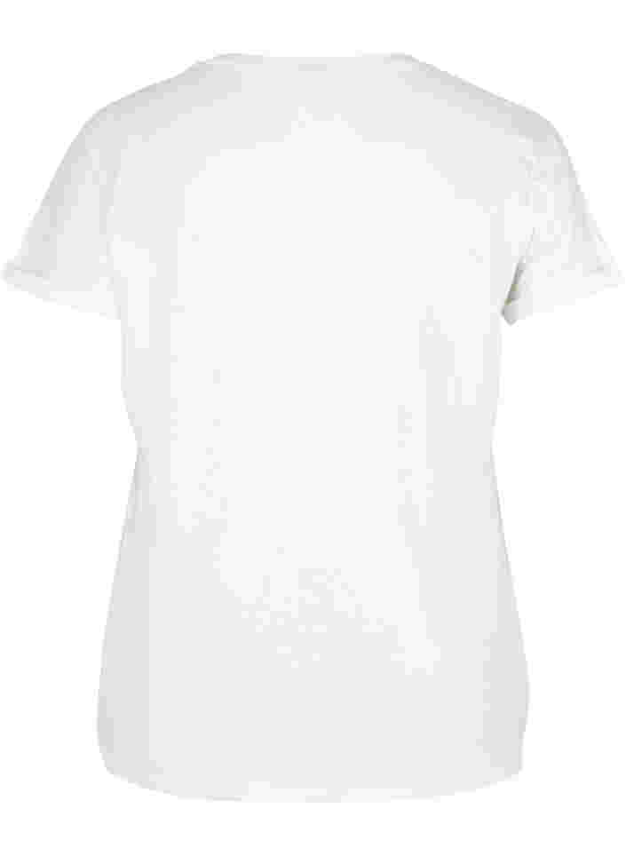 Kortärmad t-shirt med broderi anglaise, Off White Mel, Packshot image number 1