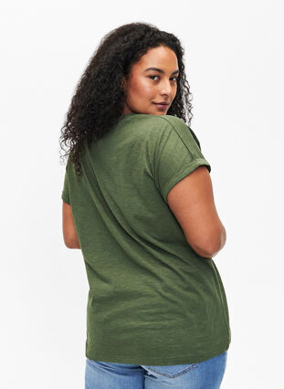 T-shirt med tryck i ekologisk bomull, Thyme w. Black Print, Model image number 1