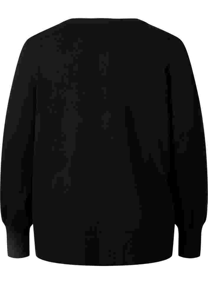 Ribbad kofta med knappar, Black, Packshot image number 1