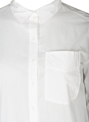 Lång bomullsskjorta med bröstficka, Bright White, Packshot image number 2