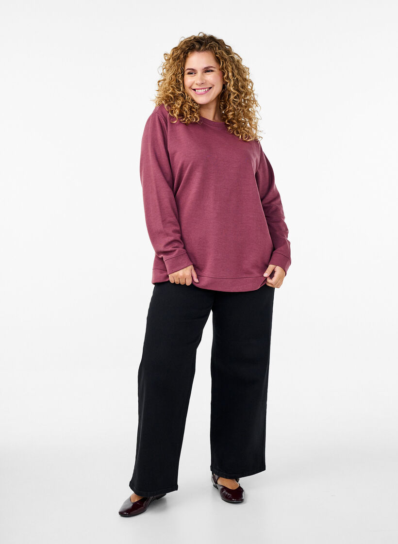 Sweatshirt med rund halsringning, Brun, Model image number 1