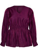 Glansig blus i viskos med peplumeffekt, Lila, Packshot image number 0