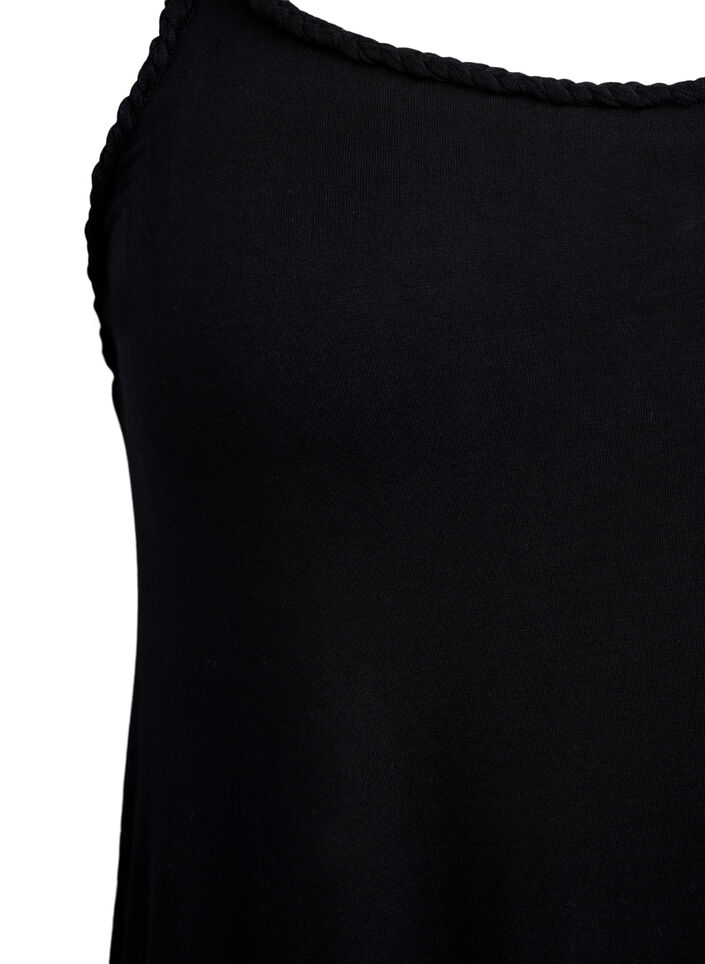 Strandkl&auml;nning i viskos med fl&auml;tade axelband, Svart, Packshot image number 2