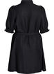 Knälång skjortklänning med knytskärp, Svart, Packshot image number 1