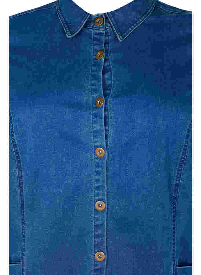 Skjortklänning i denim med 3/4-ärmar, Blue denim, Packshot image number 2