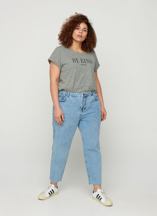 Croppade mom fit Mille jeans med lös passform, Snow Wash 2, Model image number 0