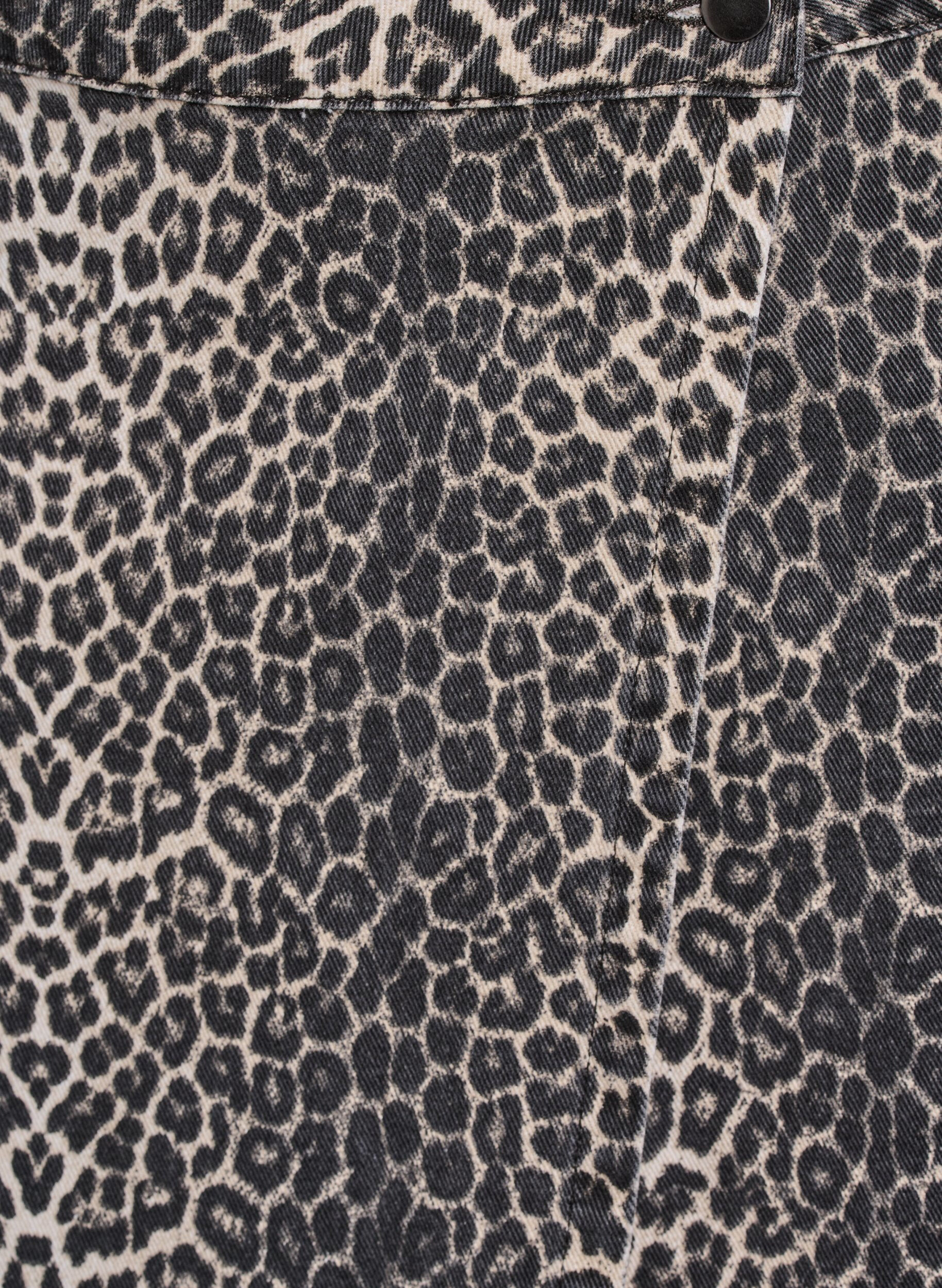 ZizziA-linjeformad jeanskjol med leopardm&ouml;nster, Brun, Packshot image number 2
