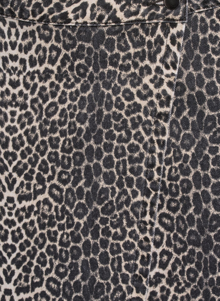 A-linjeformad jeanskjol med leopardm&ouml;nster, Brun, Packshot image number 2