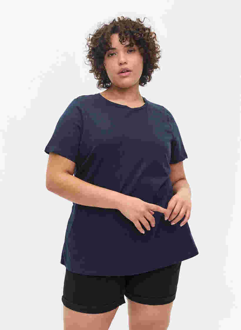 2-pack kortärmade t-shirtar i bomull, Navy B/Reseda, Model