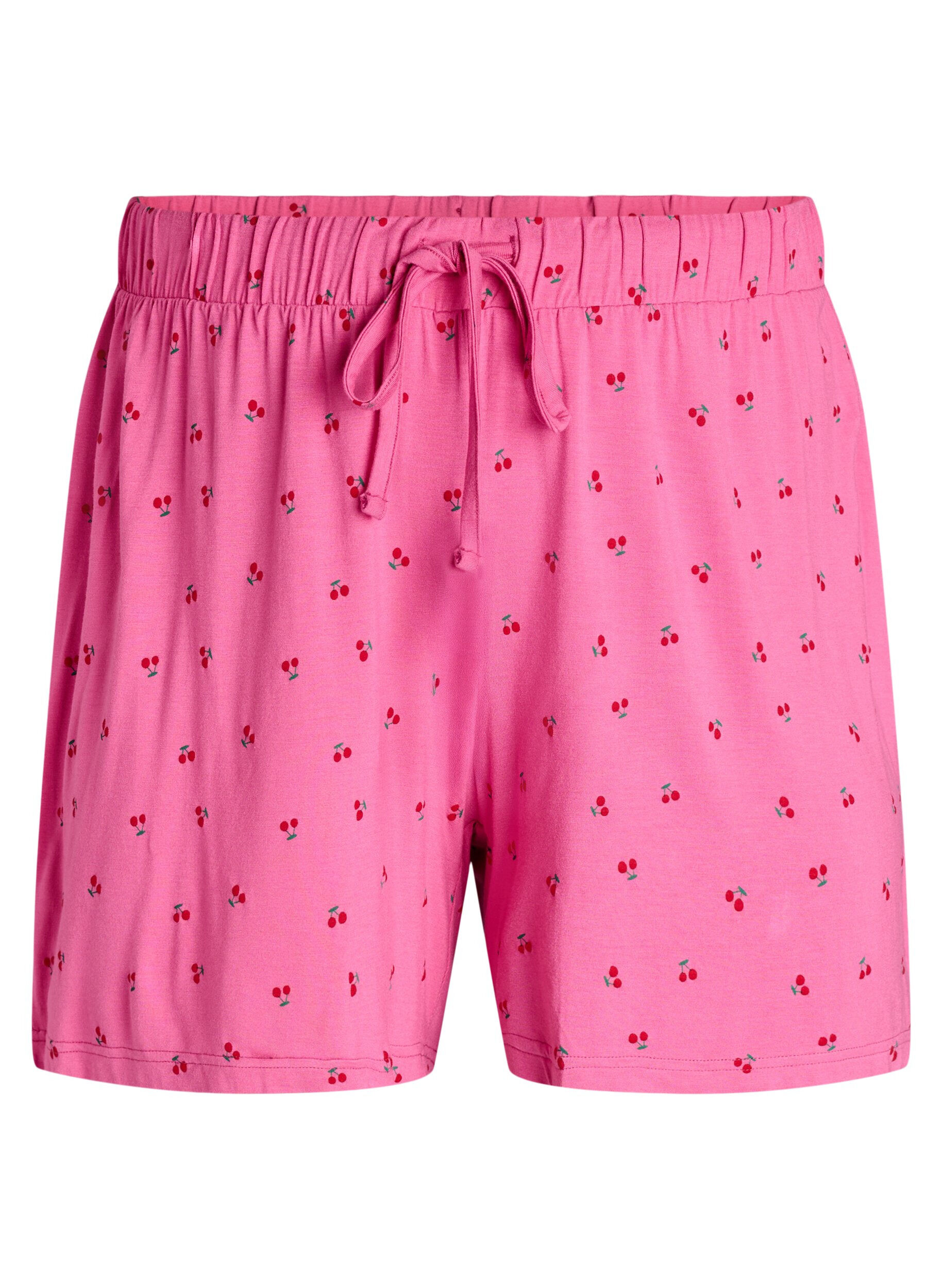 Zizzi Pyjamasshorts i viskosjersey med helt&auml;ckande m&ouml;nster, Rosa, Packshot image number 0