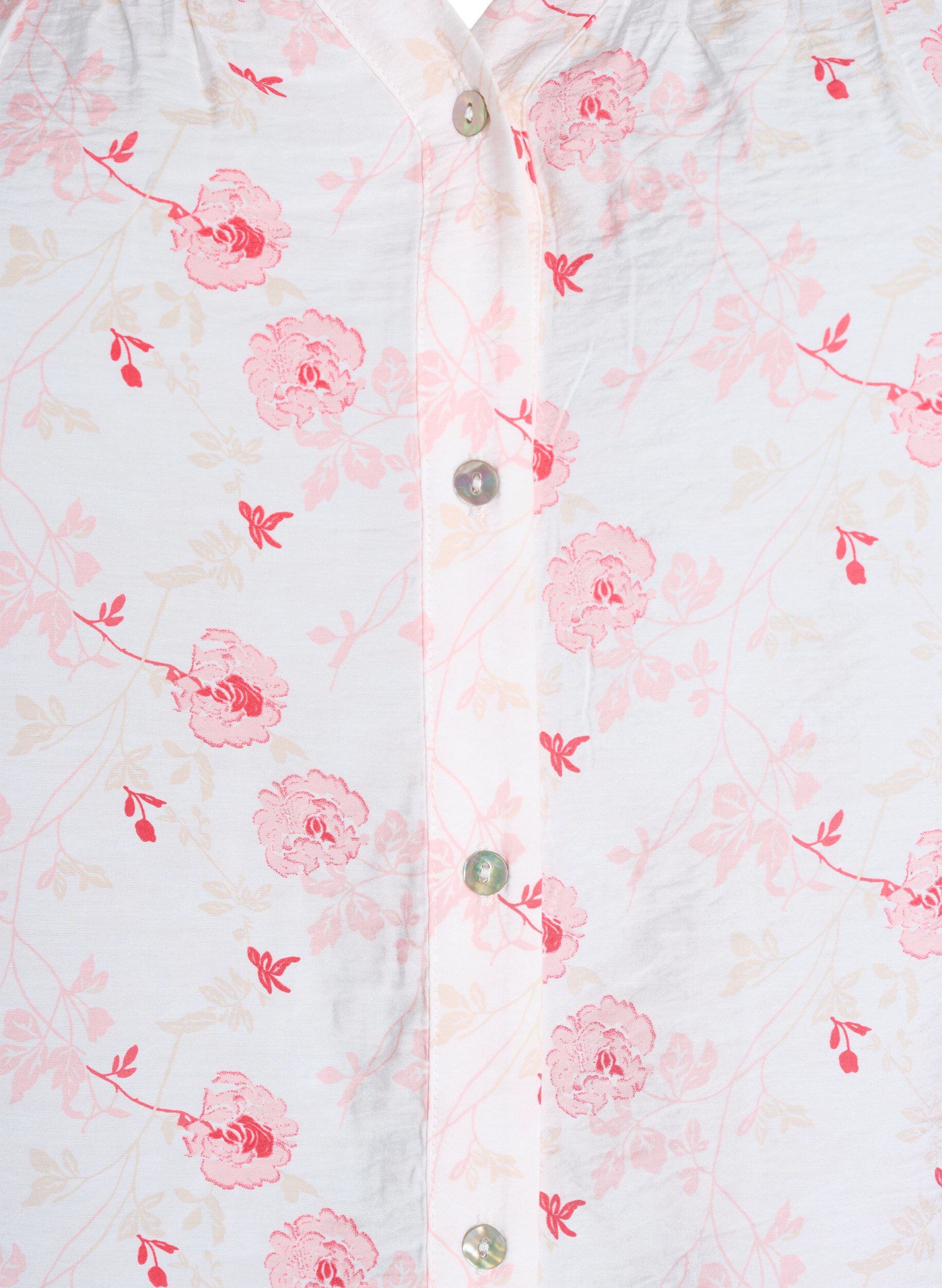 Zizzi Skjortblus med korta &auml;rmar och blomm&ouml;nster, Rosa, Packshot image number 2