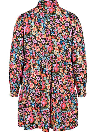 Blommig tunika med långa ärmar och dragkedja, Flower AOP, Packshot image number 1