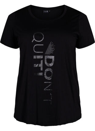  T-shirt till träning med print, Black Don't Quit , Packshot image number 0