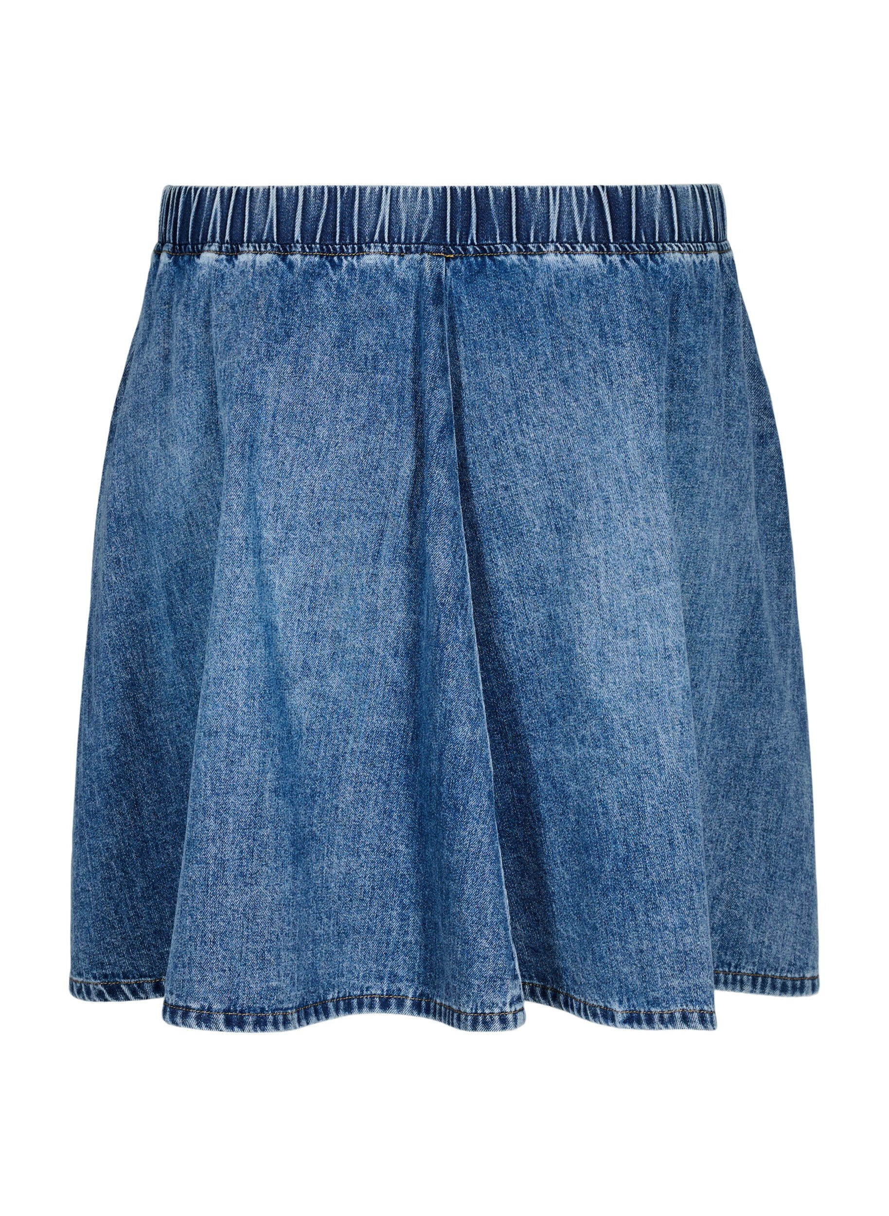 ZizziKort jeanskjol, Bl&aring;, Packshot image number 1