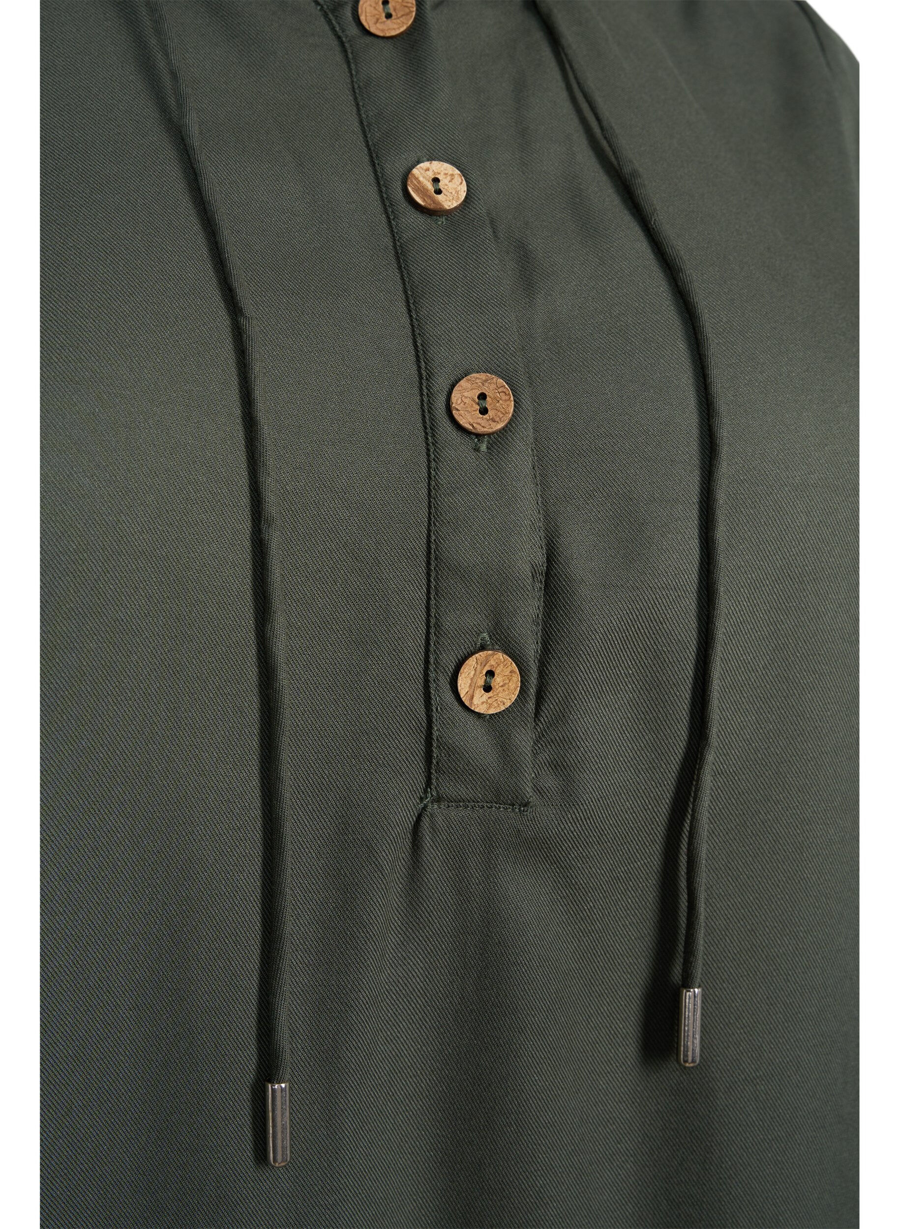 Zizzi Tunika i viskos med huva, Thyme, Packshot image number 2