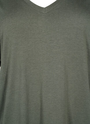 Enfärgad oversize t-shirt med v-hals, Thyme, Packshot image number 2