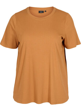 Ribbad t-shirt, Pecan Brown, Packshot image number 0