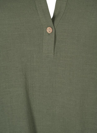 3/4-ärmad tunika i bomullsblandning med linne, Thyme, Packshot image number 2