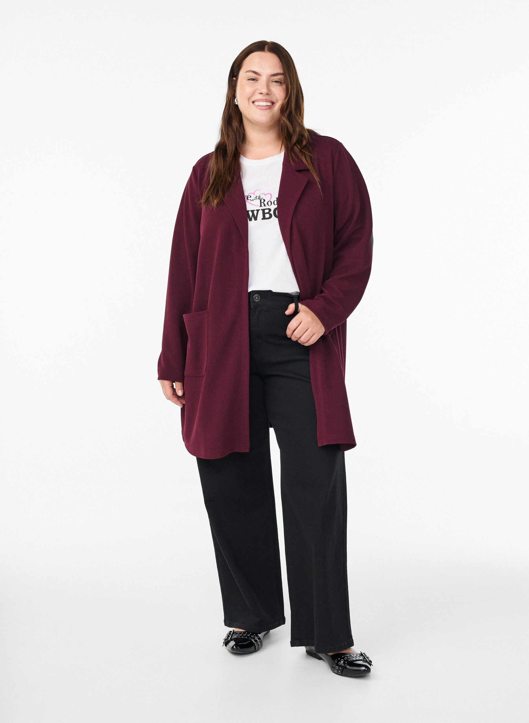 ZizziL&aring;ng kavaj med fickor, R&ouml;d, Model image number 1