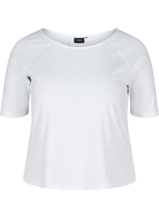 T-shirt i bomull med 2/4 ärmar, White, Packshot image number 0