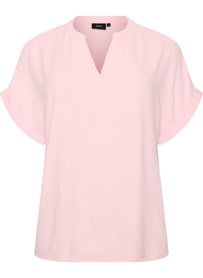 L&ouml;s blus med korta &auml;rmar, Rosa, Packshot image number 0