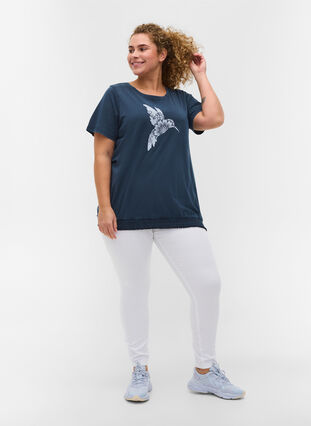 T-shirt i ekologisk bomull med smock, NavyBlazer Acid Bird, Model image number 2