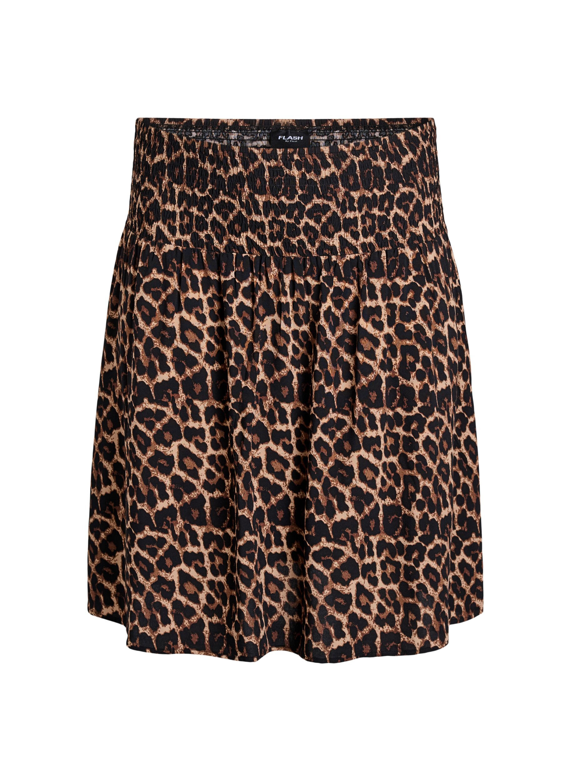 Zizzi FLASH - Kort kjol med smock i midjan, Brun, Packshot image number 0