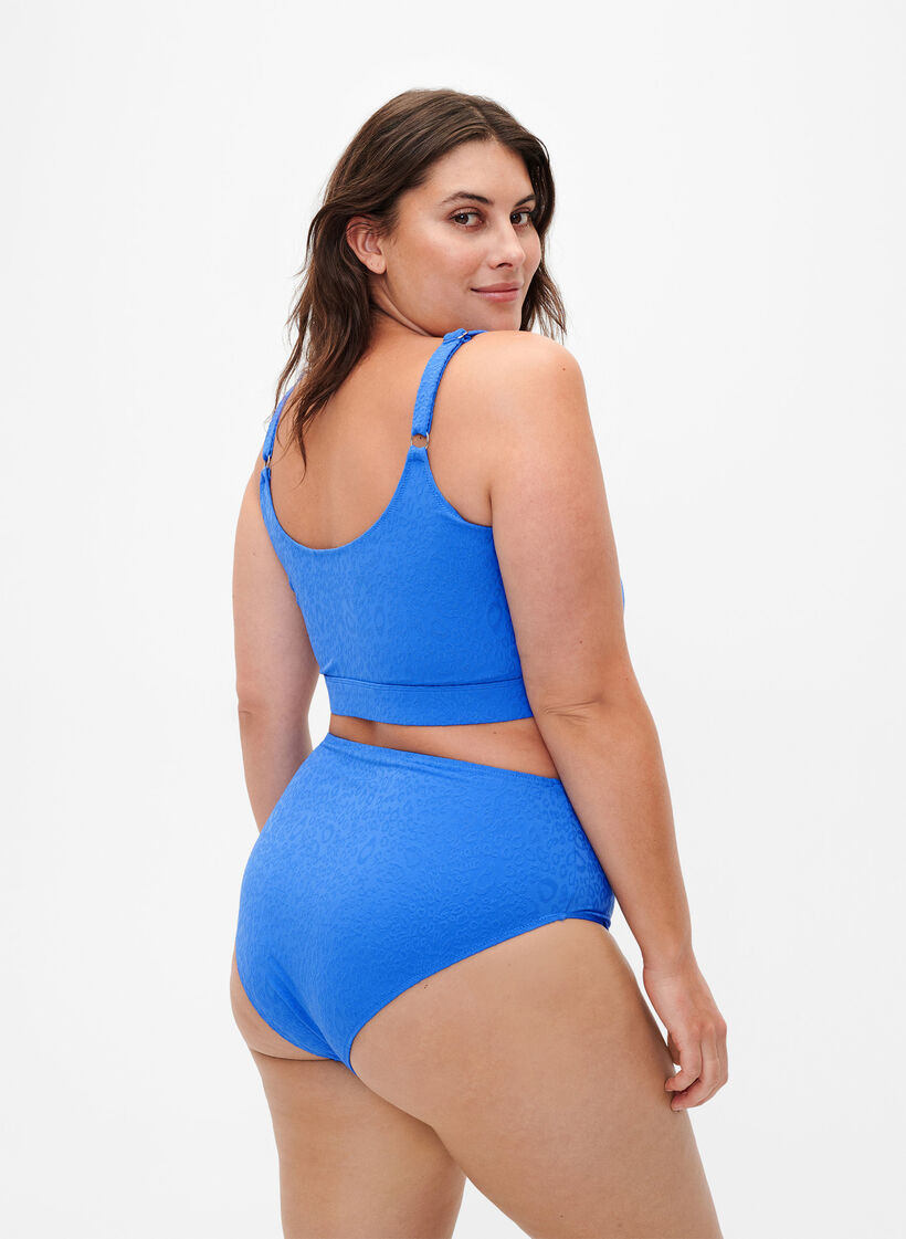 Bikinitopp med leopardtextur, Palace Blue, Model image number 1