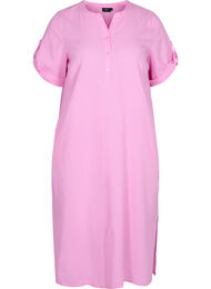 Lång skjortklänning med korta ärmar, Begonia Pink