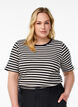 Randig t-shirt med ribbad struktur, Svart, Model image number 0