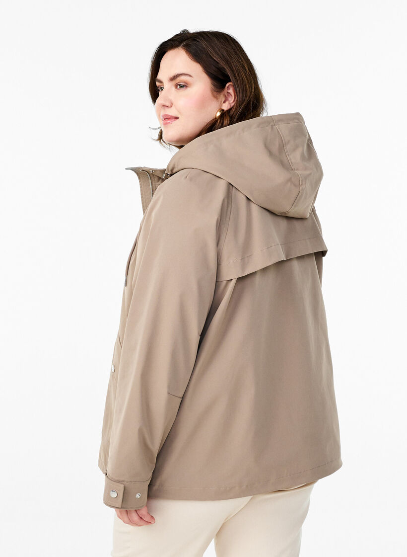 Kort v&aring;rjacka med avtagbar huva, Beige, Model image number 2
