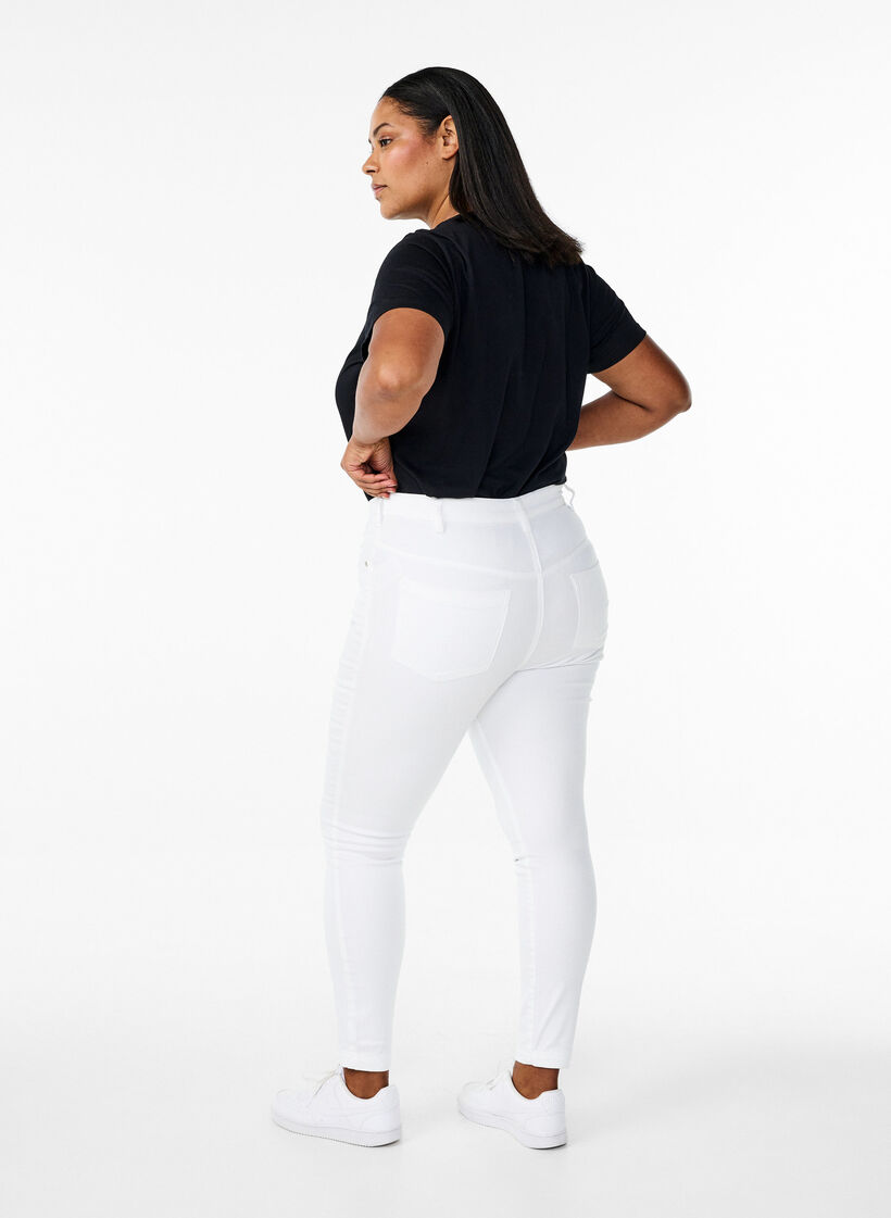 Super slim Amy jeans med h&ouml;g midja, White, Model image number 1
