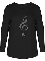 Långärmad tröja med dekorativt mönster, Black