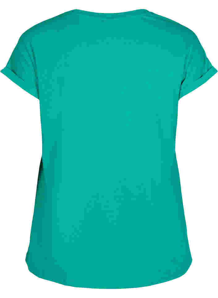 Kortärmad t-shirt i bomullsmix, Emerald Green, Packshot image number 1