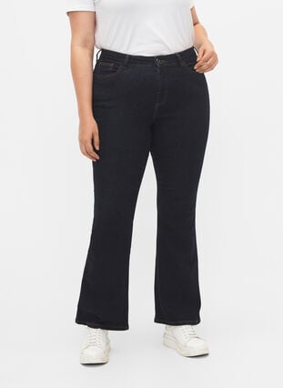 Ellen bootcut jeans med hög midja, Raw Unwash, Model image number 2