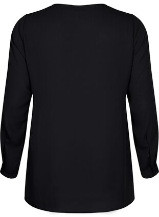 V-ringad skjorta med långa ärmar, Black, Packshot image number 1