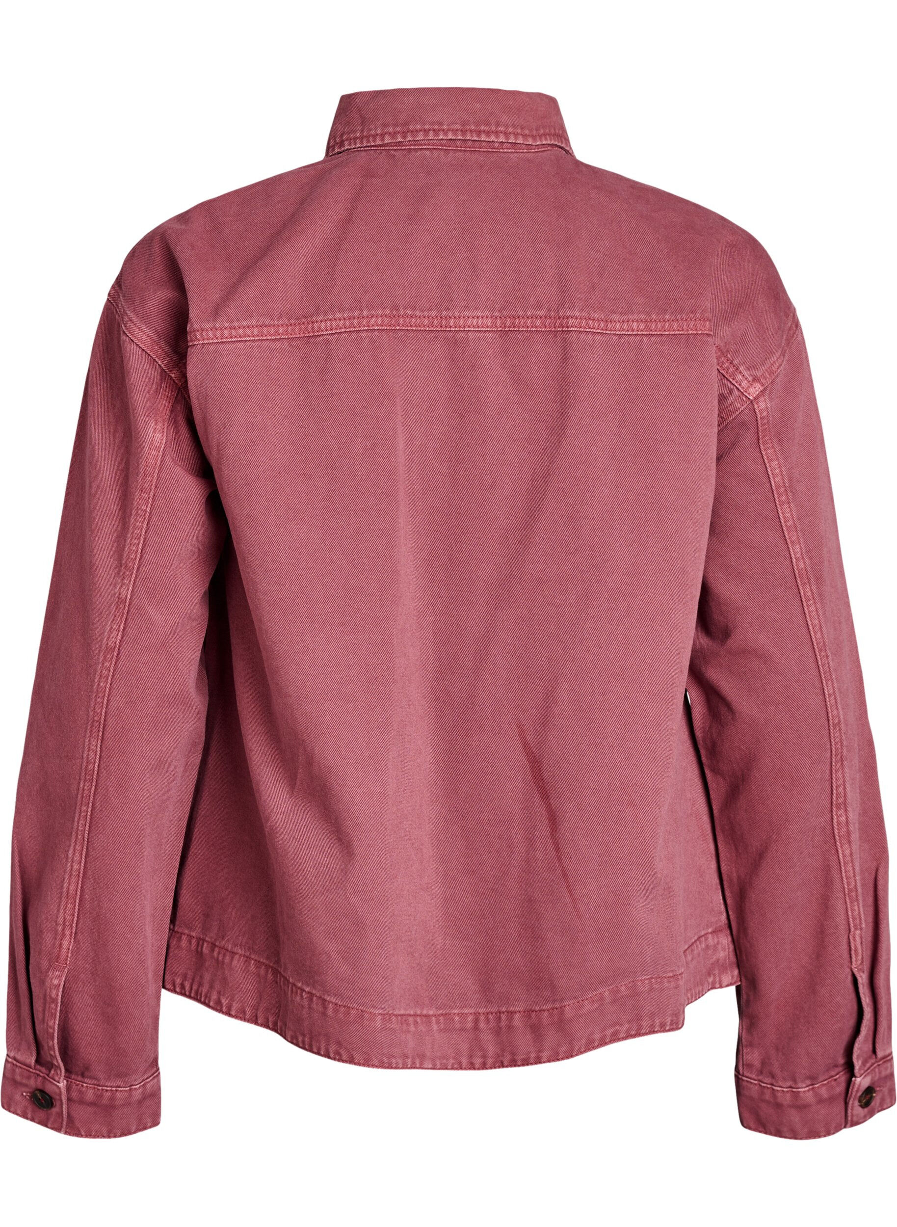 Zizzi F&auml;rgad jeansjacka med dragkedja, Rosa, Packshot image number 1
