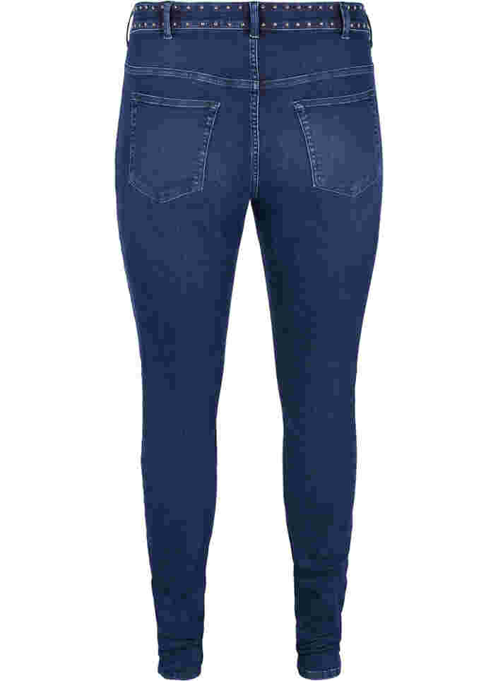 Super slim Amy jeans med nitar, Dark blue, Packshot image number 1