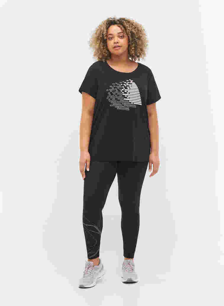  T-shirt till träning med print, Black w. White, Model image number 2